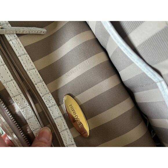 Brahmin Leather and Raffia Medium Asher Tote in Croc Embossed Ivory - Picture 8 of 11